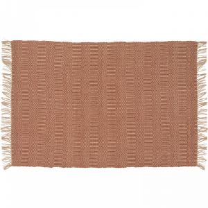Image de Oviala Tapis &agrave; franges en jute naturel tiss&eacute; main terracotta 80 x 200 cm
