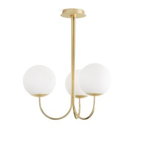 Image de Suspension laiton et opaline, Moricio Blanc