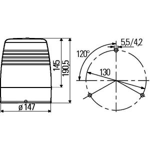 Image de Hella 2RL 008 965-001 Halogène-Gyrophare - KL JuniorPlus - 12V - jaune - Montage en saillie/vissé - jaune - Fiche: Fiche plate