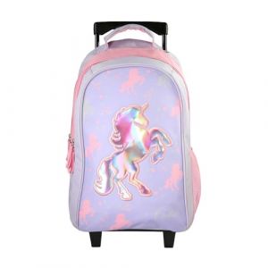 Bagtrotter - Cybel - Sac à Dos Scolaire - Sac à Dos à Roulettes - Violet - 2 Compartiments Zippés - 1 Poche Bouteille -...