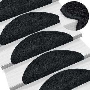 Image de VidaXL Tapis d'escalier 10 pcs 65x25 cm Noir