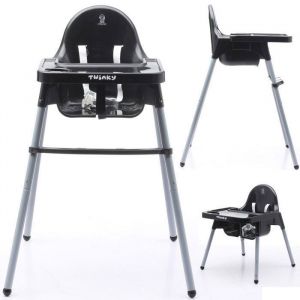 Twinky Chaise Haute ECO pour Bebe et enfants - Pliable pour Enfant avec Fonction Allongée - Noir - Avec Table dès la Naissance