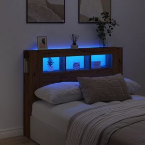 VidaXL Tête de lit à led chêne artisanal 140x18,5x103,5 cm