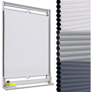 Store plissé nid d'abeille.sans perçage avec Porte-Pince.Store plissé antisolaire.80x220cm.Blanc - Woltu