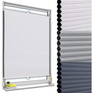 Store plissé nid d'abeille.sans perçage avec Porte-Pince.Store plissé antisolaire.80x220cm.Blanc - Woltu