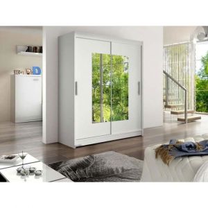 Armoire Atlanta 104, Blanc, 200x150x58cm, Portes d'armoire: Glissement
