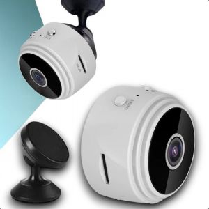 Tech Essentials Mini cam&eacute;ra espion - 1080P/Full HD - Avec APP WiFi - Vision nocturne - D&eacute;tection de mouvement - Cam&eacute;ra vid&eacute;o cach&eacute;e compacte - Petite cam&eacute;ra d'int&eacute;rieur - Espion - Sans fil - Animaux - Intelligente - Blanc