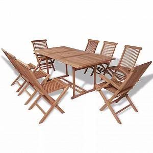 VidaXL Jeu de salle à manger d'extérieur 9 pièces Teck