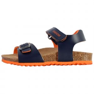 Geox J Ghita Boy, Sandal, Bleu Marine/Orange, 27 EU