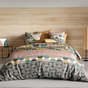 Parure de lit 2 places coton &agrave; motifs 220x240 cm