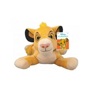 Grande peluche : simba roi lion couchée 50 cm avec sons - doudou licence enfant - animaux savanes - pour disney