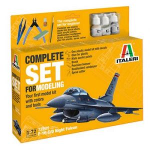 Image de Italeri Maquette avion militaire : Complete Set for Modeling - F-16 C/D Night Falcon