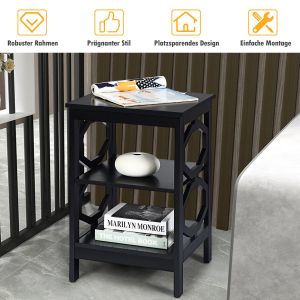 Coast Table de chevet à 3 niveaux Table d'appoint en forme d'oo avec structure stable 40 x 40 x 61 cm noir