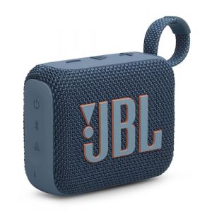 JBL GO4 Haut-parleur Bluetooth, chargement USB C, IP67, étanche à la poussière, étanche, compatible avec les applications, radiateur passif, portable, bleu