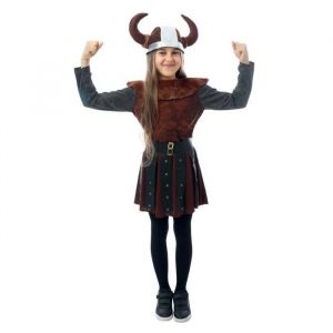 Ptit Clown D&eacute;guisement Viking Fille - Costume Historique Enfant - Anniversaire Carnaval Halloween Cosplay Spectacle - Marron