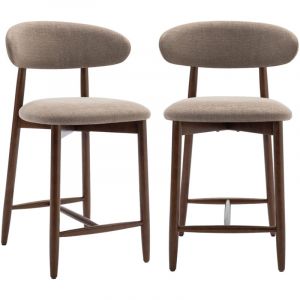 COLAMY Lot de 2 chaises de bar &ndash; Tabourets modernes avec dossier haut, assise confortable en tissu, pour comptoir, &icirc;lot de cuisine ou salle &agrave; manger
