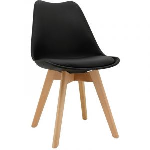 Aubry Gaspard Chaise coussin en polypropyl&egrave;ne et bois Noir