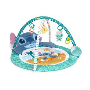 Bright Starts Disney Baby Stitch Tapis d’Éveil Party in Paradise – Avec Coussin Tummy Time & 5 Jouets Nomades, 0 Mois+