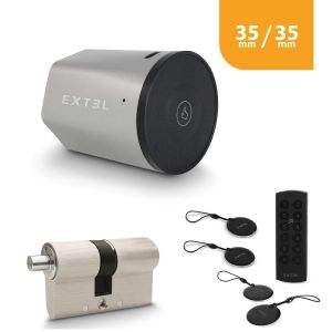 Extel Kit Serrure Connectée Lock avec cylindre 35 sur 35 mm avec clavier sans fil et 2 badges supplémentaires