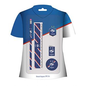 Image de Fff Equipe de FRANCE de football Set Scolaire - Crayon/Gomme/Taille-Crayon/Règle 15 cm - Collection Officielle