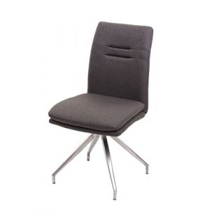 Chaise de salle à manger HWC H70, chaise de cuisine, tissu, acier inoxydable brossé ~ gris brun