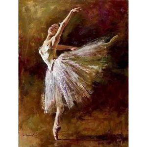 Figured'Art Peinture par Num&eacute;ro Adulte Ballerine en pointes - Activit&eacute; Manuelle Kit de Loisir Cr&eacute;atif DIY Num&eacute;ro d'Art Complet - 40x50cm sans ch&acirc;ssis en bois