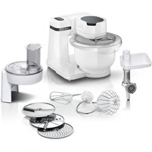 Bosch Robot pâtissier Serie 2 - 700 W - 4 vitesses - 3,8 L - 3 disques - hachoir a viande - Blanc