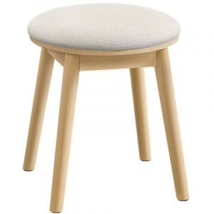 Tabouret coiffeuse chaise coiffeuse ronde pieds antid&eacute;rapants style boh&egrave;me pour chambre coiffeuse blanc cr&egrave;me