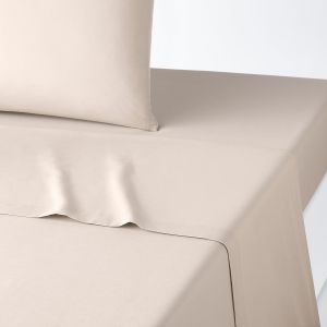 Drap plat uni en polycoton, Scenario Beige Galet Taille 180X290 cm;240X290 cm;270X290 cm