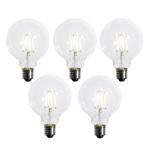 Lot de 5 ampoules LED E27 &agrave; intensit&eacute; variable G95 5W 450 lm 2700K