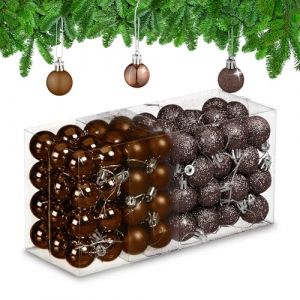 Relaxdays Boule de Noël, en lot Pratique de 96, pour décorer Votre Sapin comme il se Doit, Plastique, Marron