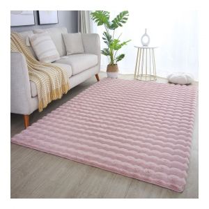 Allotapis Tapis moelleux aspect 3D uni Whisper 120x170 Rose