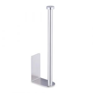 Relaxdays Support Papier Toilettes, Autocollant, pour 2 Rouleaux, HxLxP: 26x4,5x7,5 cm, Porte-Papier WC Mural, argenté
