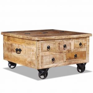 VidaXL Table basse Bois de manguier brut 70 x 70 x 40 cm Brun