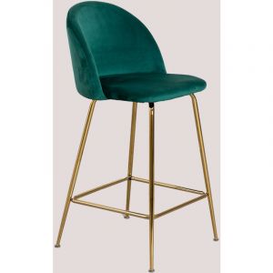Tabouret Haut en Velours Kana Design SKLUM Doré ?65 cm Vert Jungle 92 - 102,5 cm