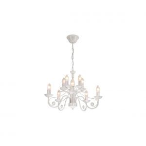 Lumiere Lamkur Lighting - Lamkur Donato Lustres avec abat-jour en tissu, blanc, 10x E14