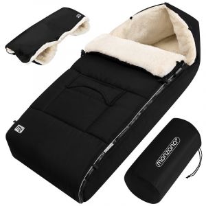 Monzana Chanceli&egrave;re pour b&eacute;b&eacute; Chanceli&egrave;re d'hiver pour poussette Chauffe-main R&eacute;sistant aux intemp&eacute;ries Bandes r&eacute;fl&eacute;chissantes Fermeture &eacute;clair 90x60cm Noir