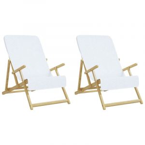 VidaXL Serviettes de plage 2 pcs blanc 60x135 cm tissu 400 GSM