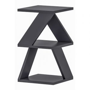 Toilinux - Bout de canapé Zig Zag en bois - Gris anthracite - Zig Zag