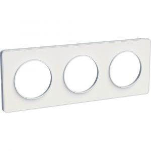 Schneider Electric Plaque de finition 3 postes Odace Touch blanc liseré blanc