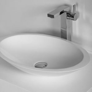 OVALIS 60 - Vasque à poser en Solid Surface Blanc Mat 60 x 35 x 10,5(h) cm