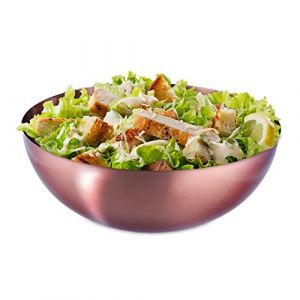 Relaxdays Saladier, INOX, 31,5 cm de diamètre, mélangeur Rond pour Cuisiner et Le Service, 5 L, cuivre