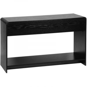 Console 2 tiroirs 1 étagère effet bois noir arrondi