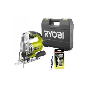 Ryobi Pack Scie sauteuse pendulaire RJS980-KA5 - 600W - 98mm - lame ba&iuml;onnette bois - 10 tpi - RAK01JSFC