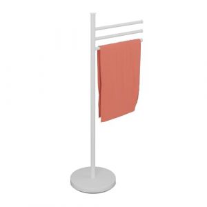 Relaxdays Porte-Serviettes, 3 Barres pivotantes, H x L x P : 85,5 x 42 x 22 cm, pour la Salle de Bain, Blanche