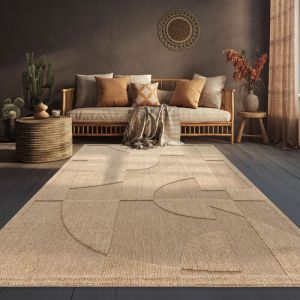Paco Home Tapis D'Ext&eacute;rieur R&eacute;sistant Aux Intemp&eacute;ries Balcon Salon Boho Design Beige 160x220 cm