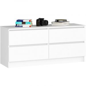 Akord - Commode K120 Blanche 120 cm 4 tiroirs fa&ccedil;ade Blanche 120x40x55 cm