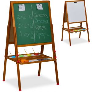 Relaxdays Tableau pour Votre Enfant, magnétique, Hauteur réglable, 122-160 x 65 x 69 cm, Marron