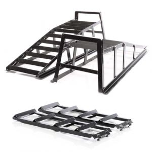 wiltec Kit 2x Rampe d'accès jusqu'à 2 t par paire, 915x350x275 mm, rampe d'accès rampes de chargement en acier + extension 2x 400 kg 650x195 mm
