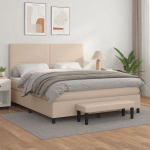 VidaXL Lit à sommier tapissier avec matelas Cappuccino 160x200 cm